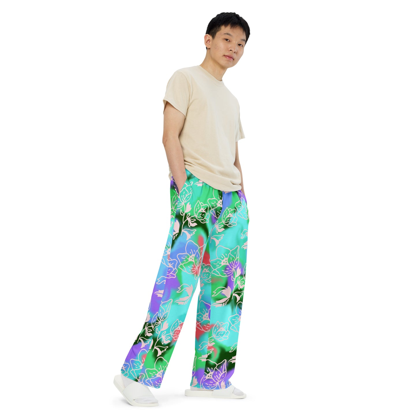 All-over print unisex wide-leg pants